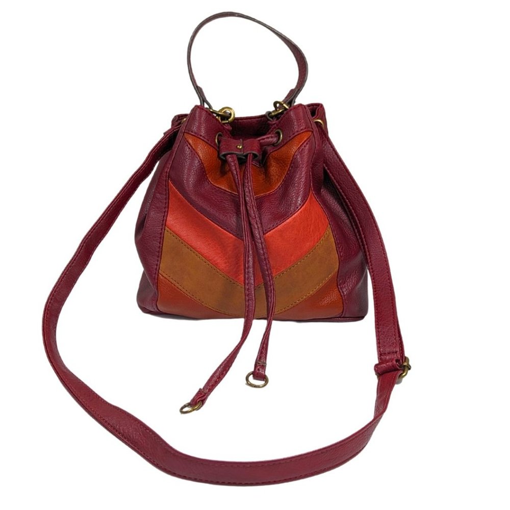 Chevron Faux Leather Convertible Cross Body Slouchy Hobo Shoulder Bag - Picture 1 of 15